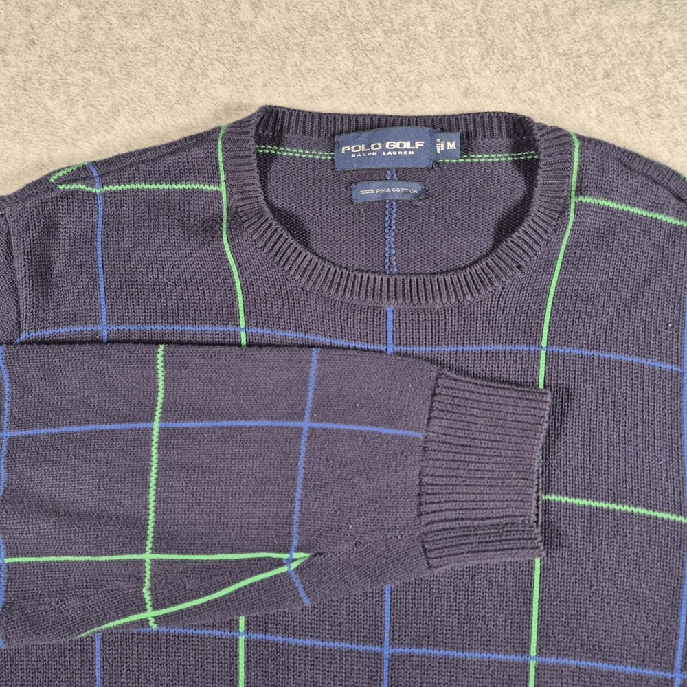 Vintage Polo Ralph Lauren‎ Mens Sweate Maroon Blue 100% Cotton Striped Medium